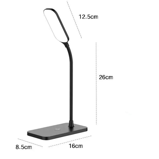 LED Booking Light USB Wireless Charger LED Desk Lamp Port Bedside Touch Dimmable Eye-Caring for Desktop Reading Home Night Lamp