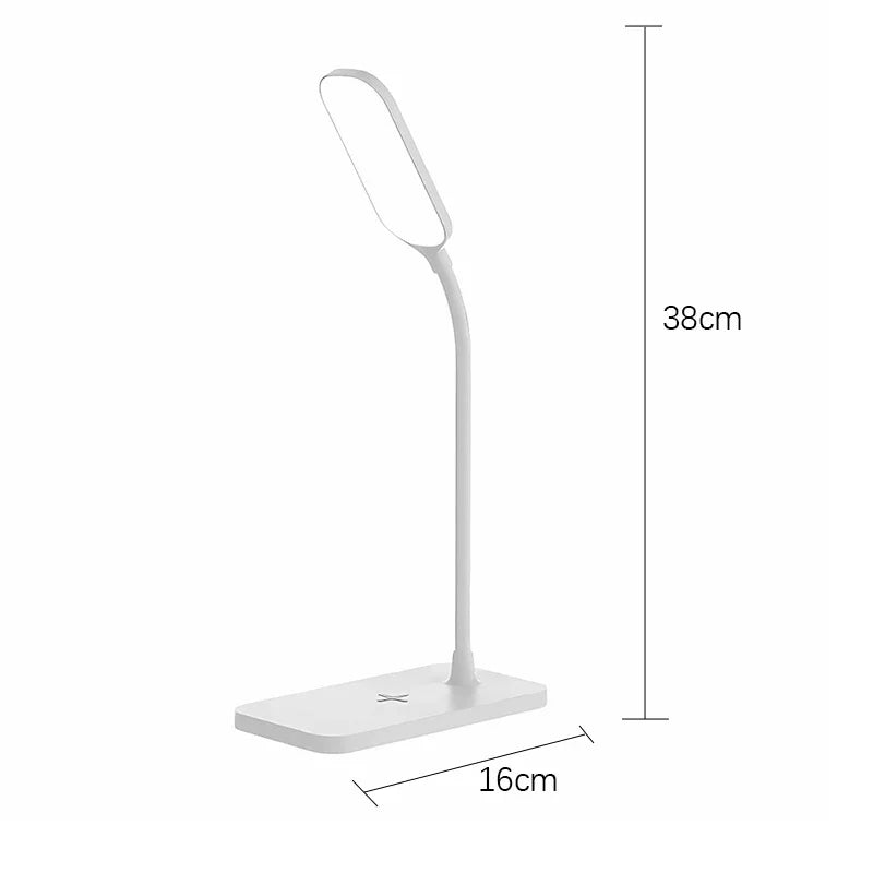 LED Booking Light USB Wireless Charger LED Desk Lamp Port Bedside Touch Dimmable Eye-Caring for Desktop Reading Home Night Lamp